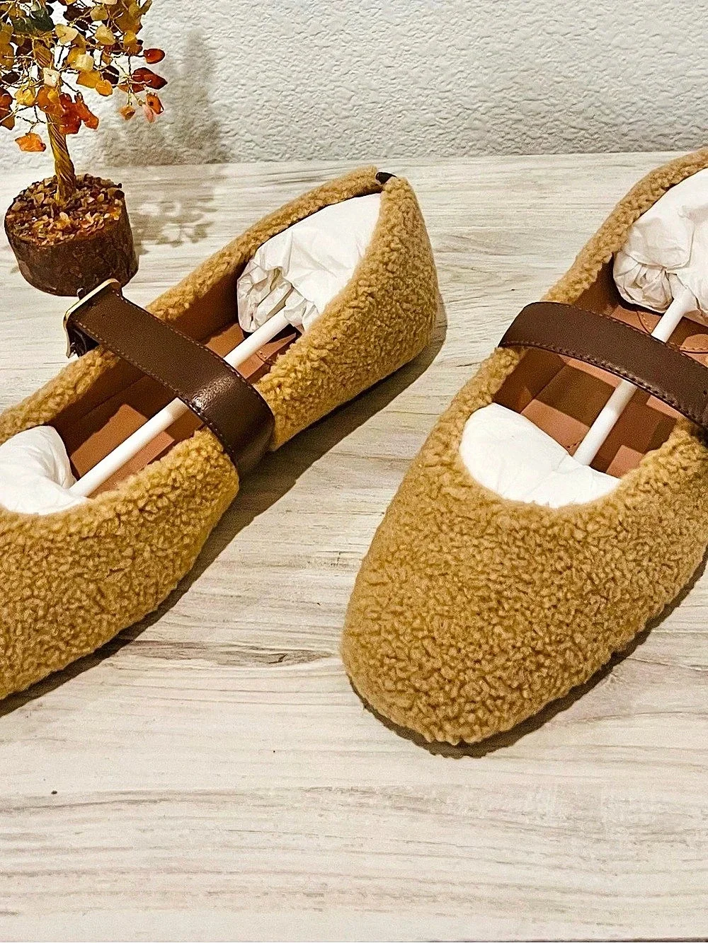 Paolo Mika-L Teddy Mary Jane Flats Brown & Tan EU 9.5 NWT